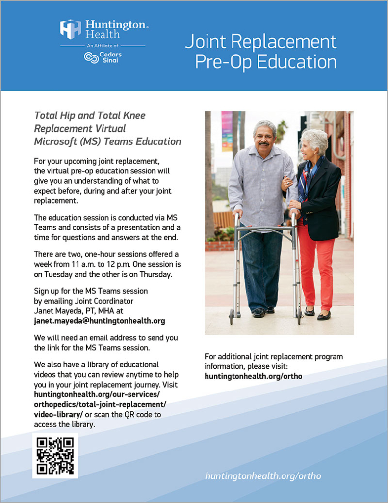 Flyer: Joint replacement pre-op education