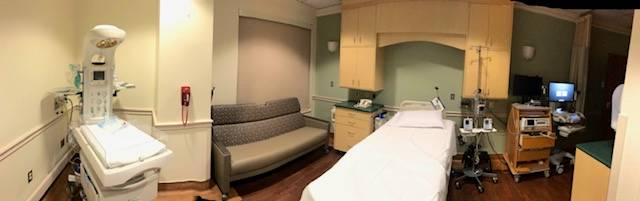 Patient room: OB/GYN services at Huntington Hospital