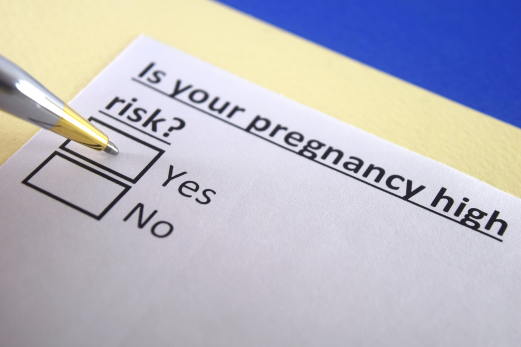 Question on paper: Is your pregnancy high risk? Check yes or no.